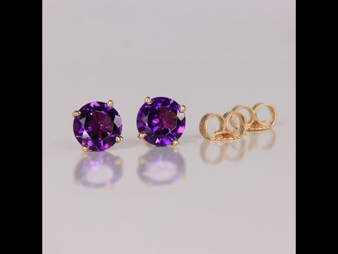 14K Yellow Gold Amethyst Earrings 1.47 Carats