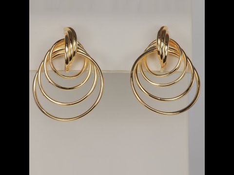14K Yellow Gold Swirled Loop Earrings
