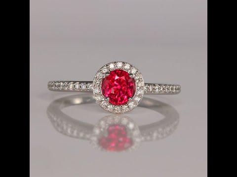 14K White Gold Oval Cut Pink Spinel and Diamond Ring .66 Carats