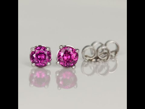 4mm Purple Garnet Earrings in White Gold