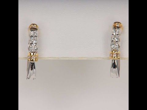 14K White and Yellow Gold Diamond Earrings .50 Carats