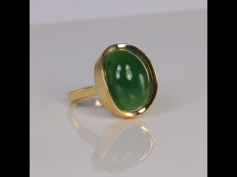 10K Yellow Gold Nephrite Jade Ring