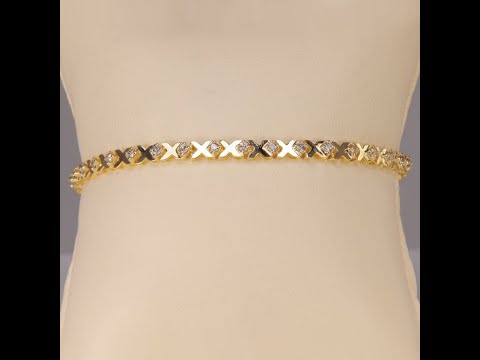 14K Yellow Gold Diamond XO Bracelet 1.00 Carats