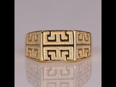 14K Yellow Gold Greek Key Ring