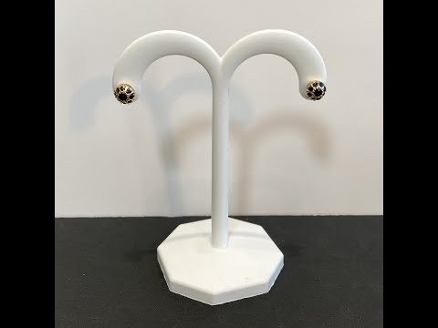 14K Yellow Gold Deep Blue Sapphire Stud Earrings