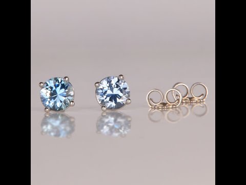 14K White Gold Sapphire Stud Earrings 1.17 Carats