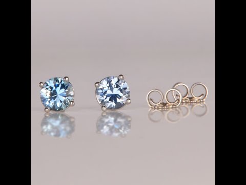 14K White Gold Sapphire Stud Earrings 1.17 Carats
