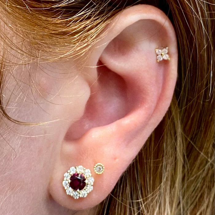 yellow gold pyrope garnet earrings