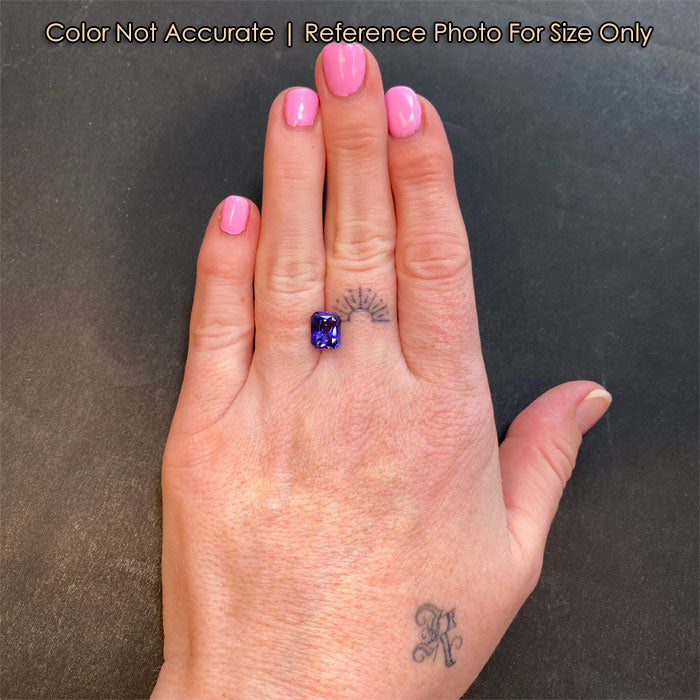 blue violet sapphire on hand size