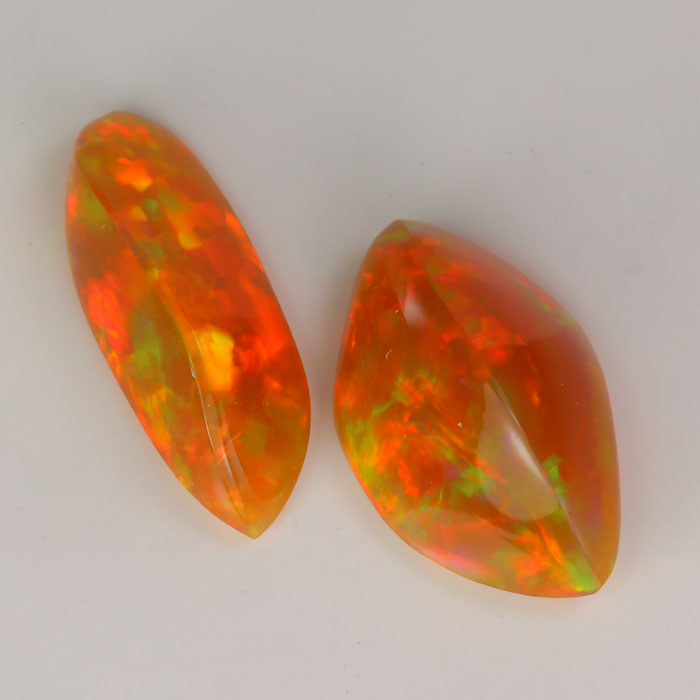 opal gemstones red orange color freeform cut