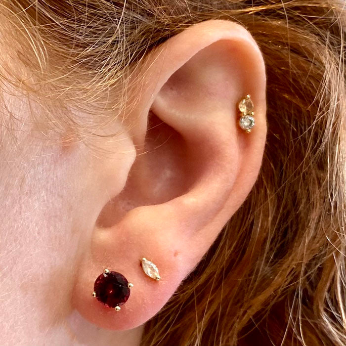 rhodolite garnet round stud earrings