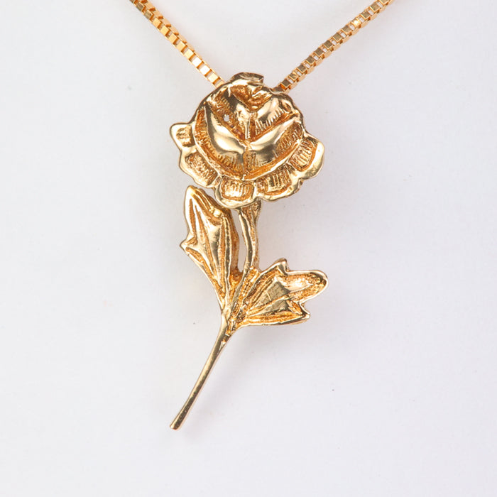 yellow gold estate rose pendant