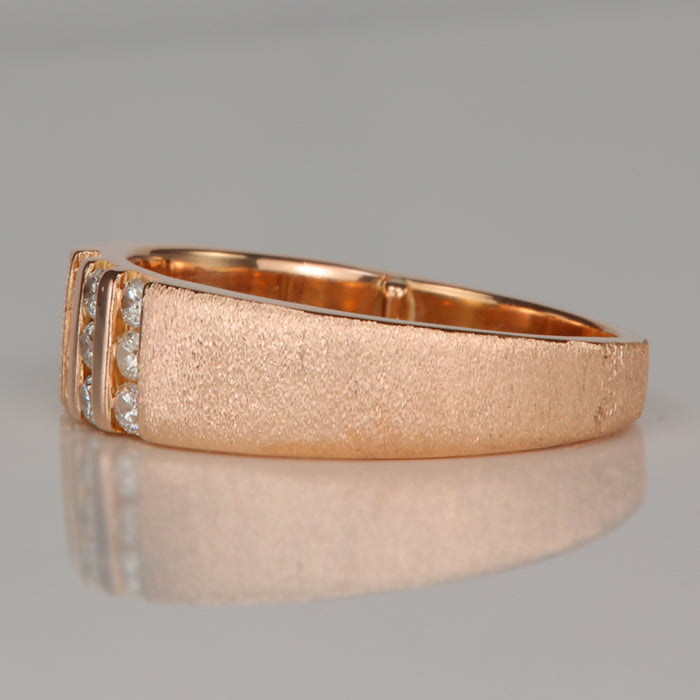 estate brushed gold ring with diamonds