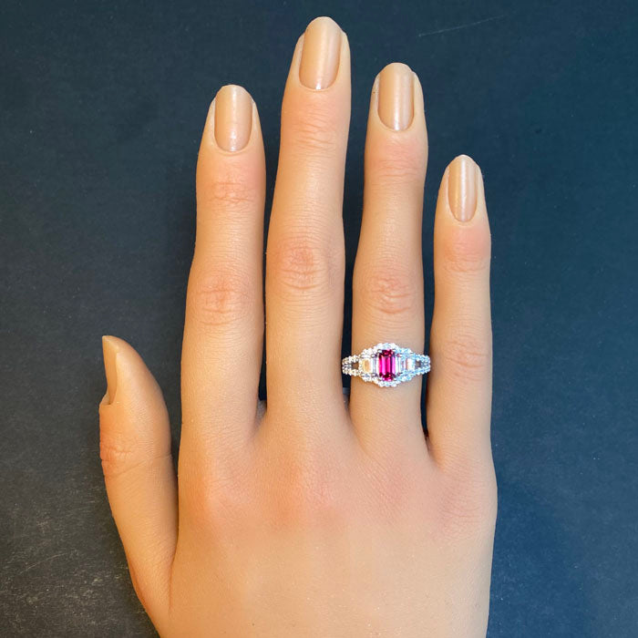violet red ruby ring with diamonds