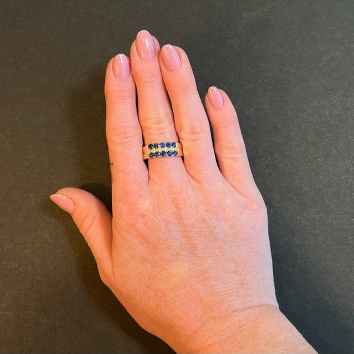 14k yellow gold sapphire and diamond ring