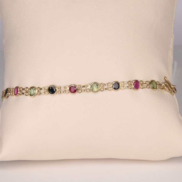 yellow gold ruby and sapphire bracelet