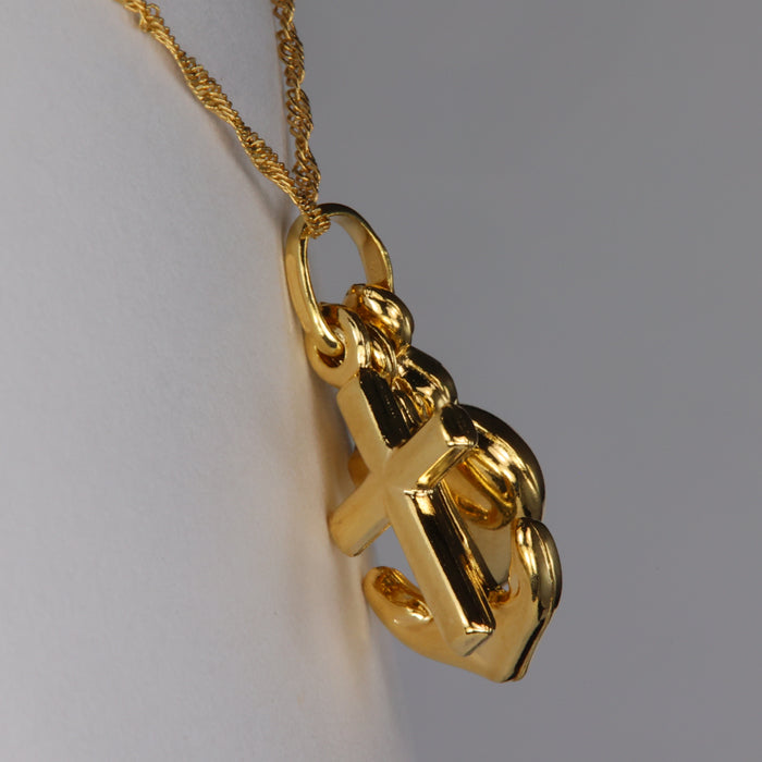 yellow gold charm cluster necklace faith hope charity