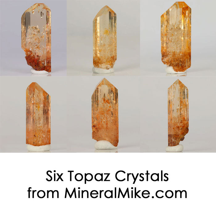 Six Topaz Crystal Lot from MineralMike.com