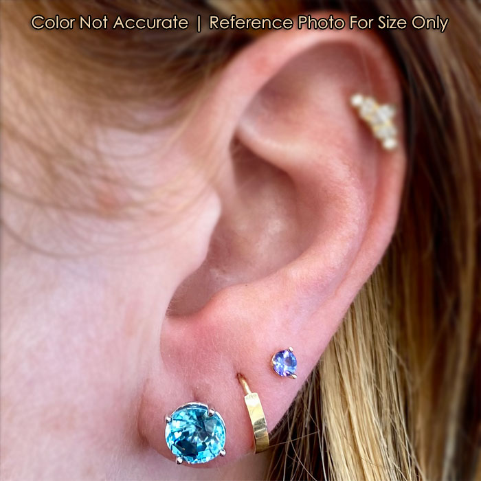 white gold blue zircon gemstone stud earrings