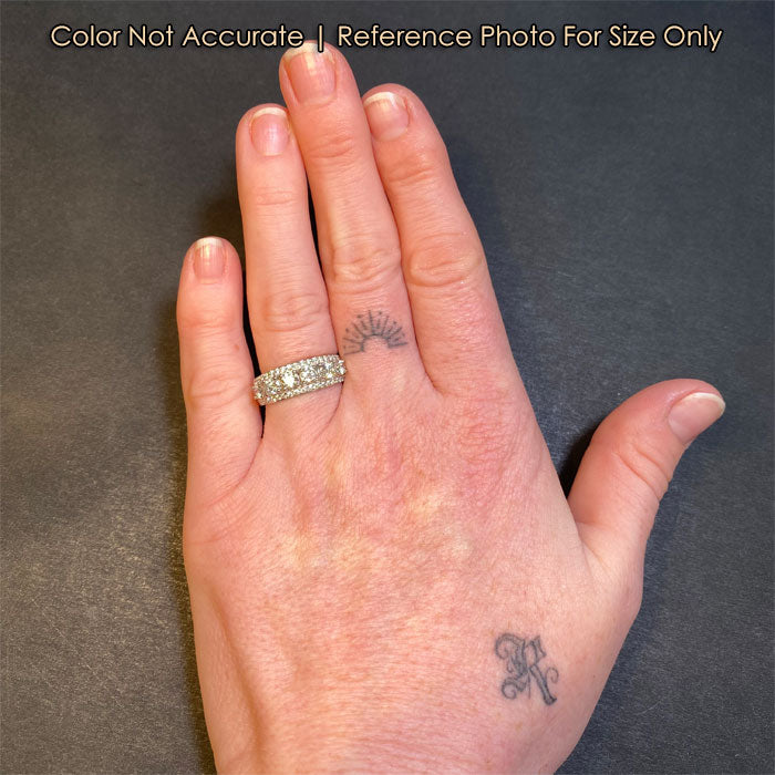 diamond ring on hand in platinum