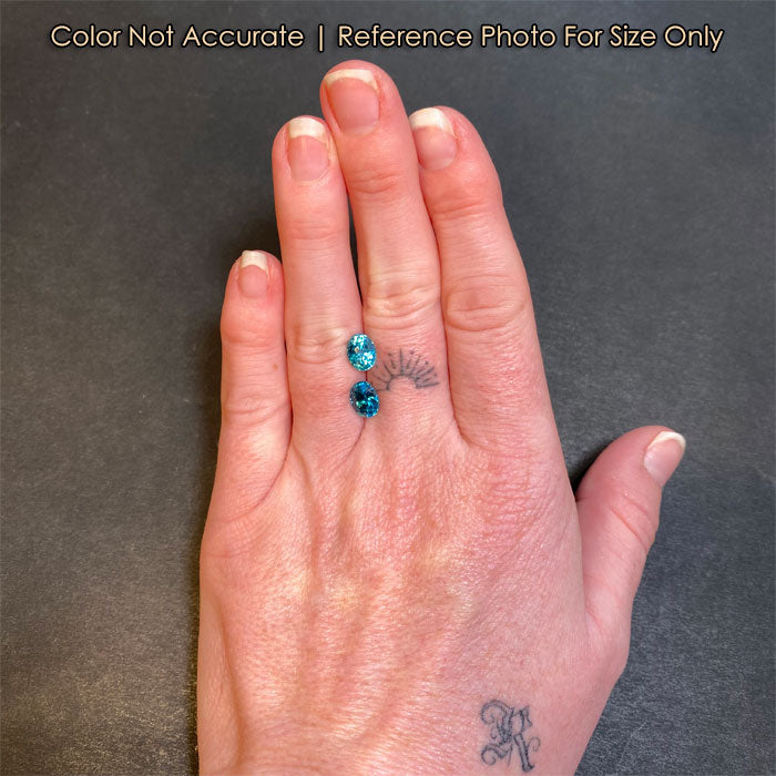 oval cut greenish blue zircons
