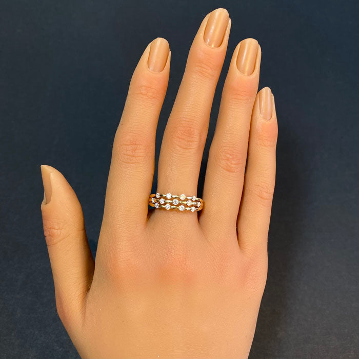 yellow gold diamond stack ring