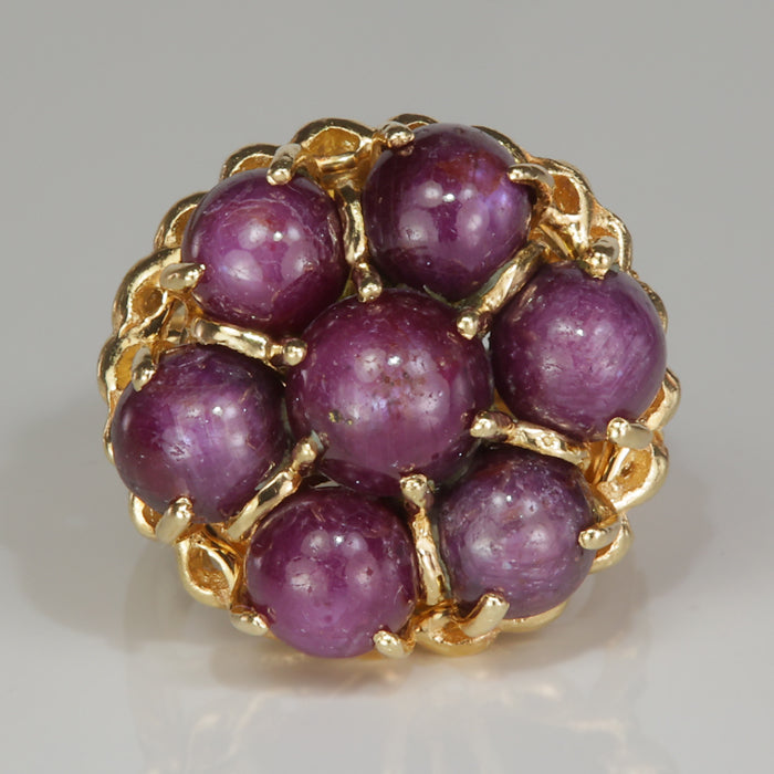 yellow gold star ruby ring