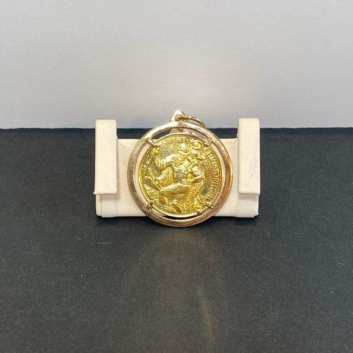 saint christopher zodiac pendant 22k yellow gold
