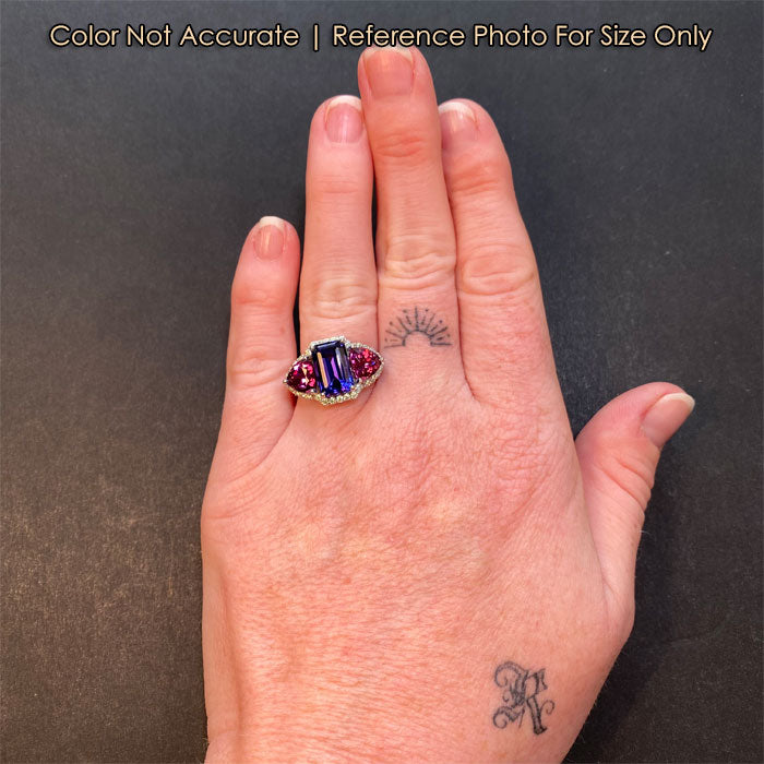 white gold tanzanite and umbalite garnet ring size on hand
