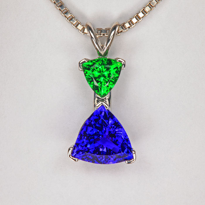 trilliant tanzanite and tourmaline pendant