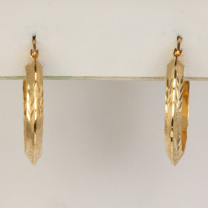 textured gold hoop earrings diamond cut