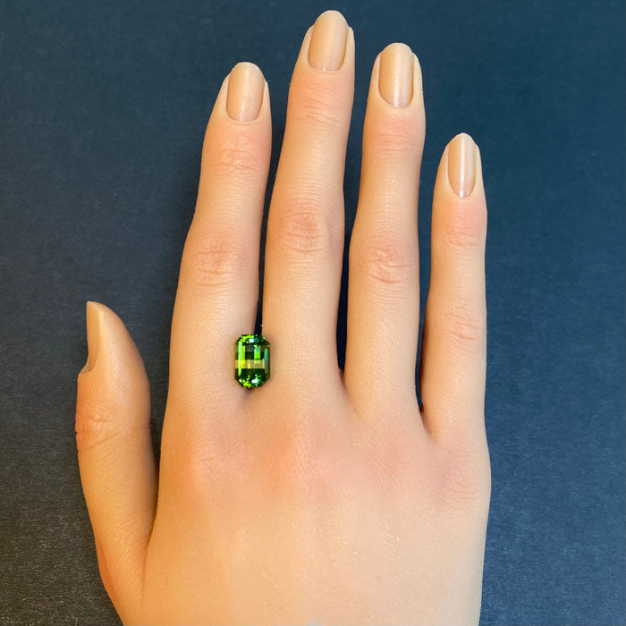 blue green tourmaline pixel cut