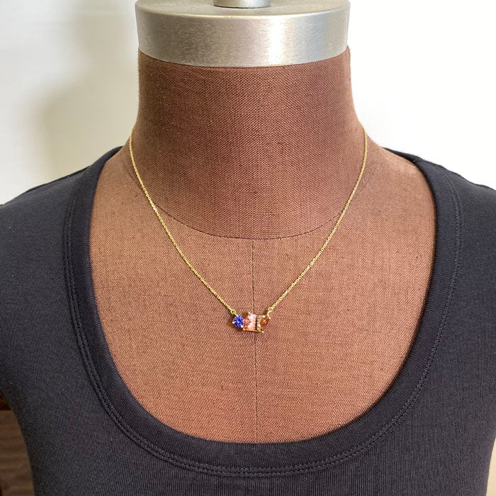 tourmaline and tanzanite pendant yellow gold