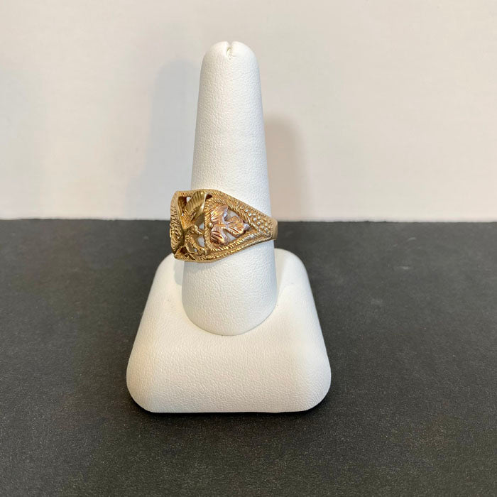mens eagle signet ring tricolor