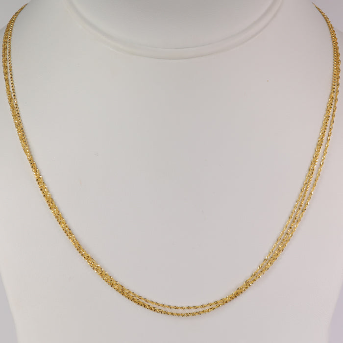 yellow gold estate necklace with three strands rope and beaded link