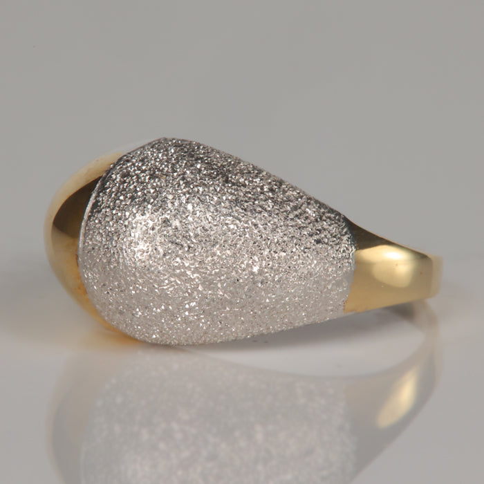 textured two tone gold dome ring