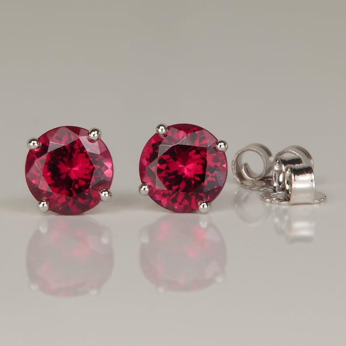 white gold rhodolite garnet stud earrings