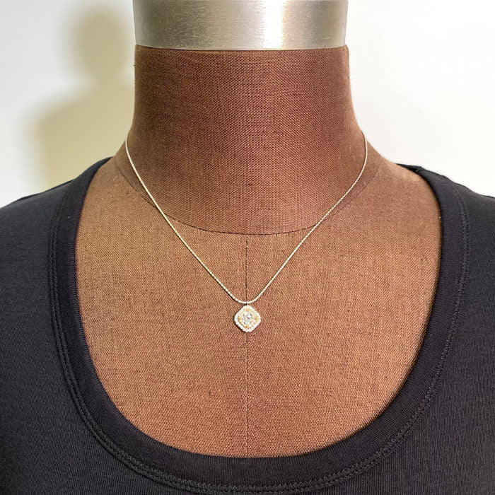 white and rose gold diamond pendant
