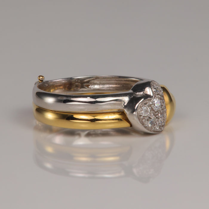 two tone gold hinged heart ring