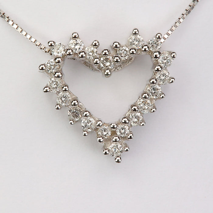 white gold diamond heart necklace box chain