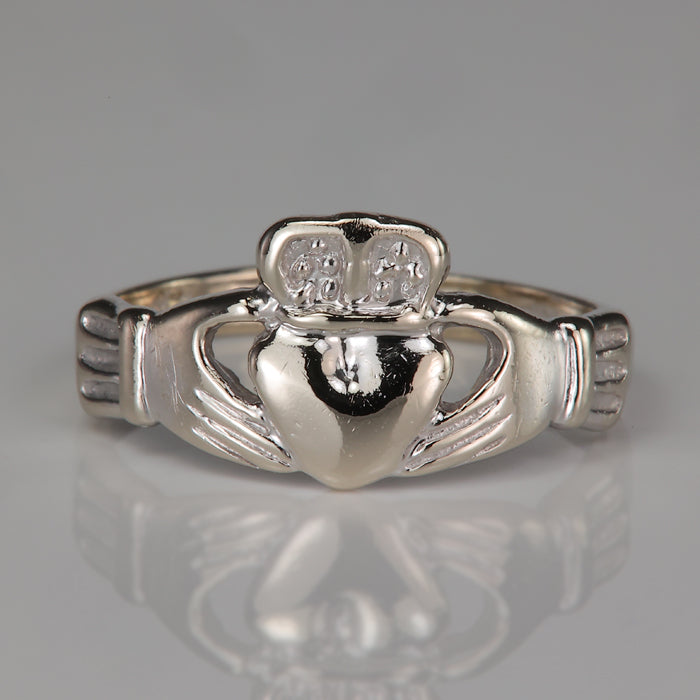 estate Claddaugh ring in white gold