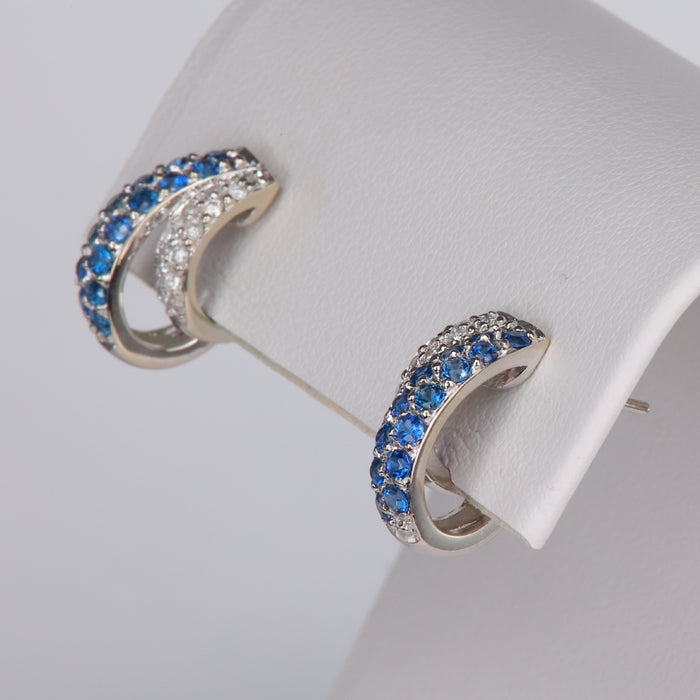 estate sapphire and diamond earrings in white gold