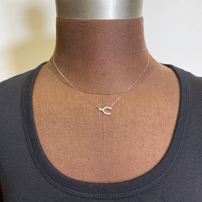 wishbone diamond necklace white gold