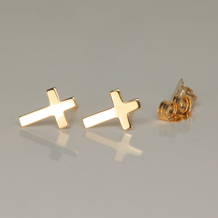 gold stud cross earrings