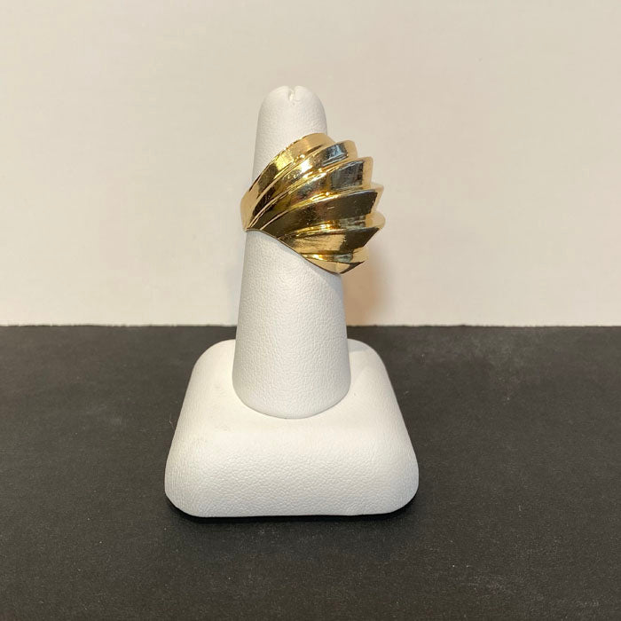 14k dome ring croissant style