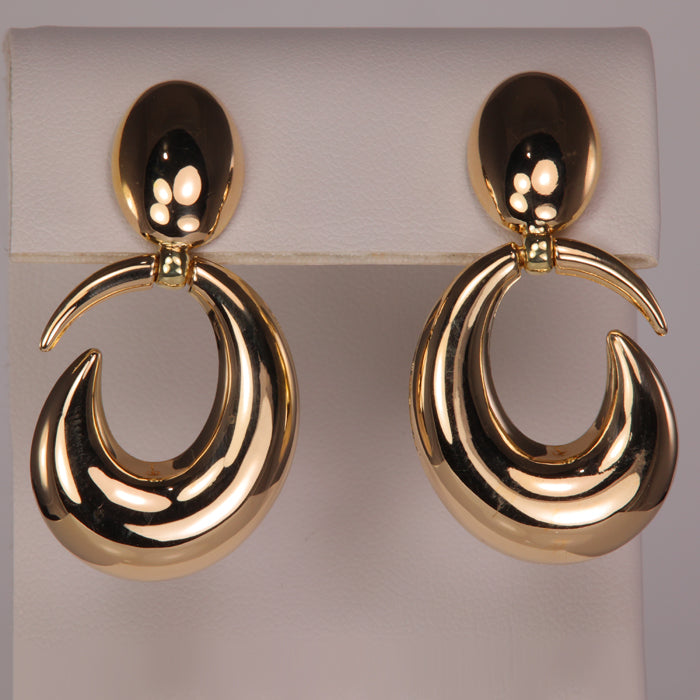yellow gold swirl earrings vintage