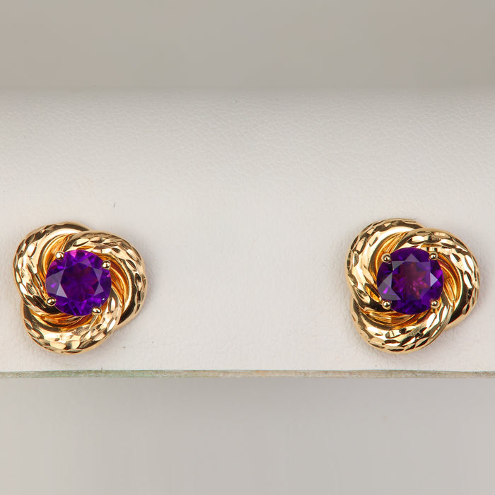 yellow gold diamond cut knot earring jacket