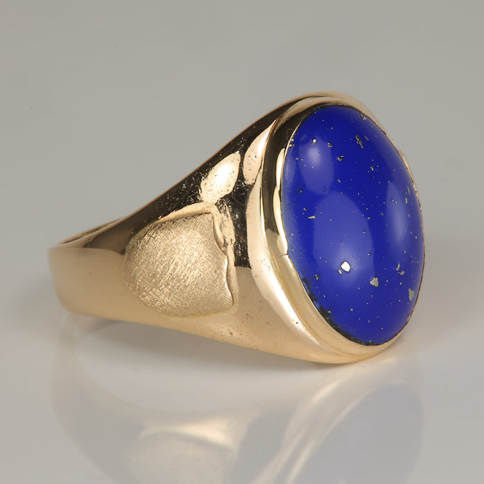 yellow gold laps ring with shield detail