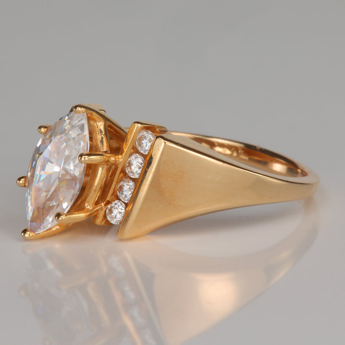 yellow gold marquise cz ring