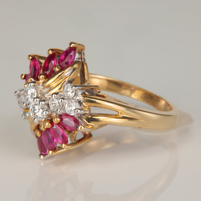 yellow gold estate synthetic ruby ring